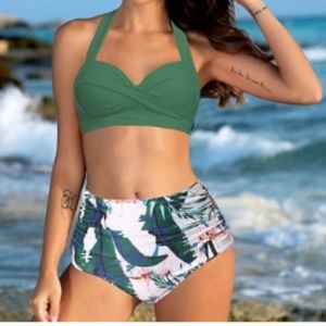 Two piece high waisted bathing suit